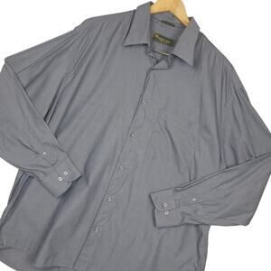 Principe Men's Long Sleeve Button-Up Shirt 44-17.5 34/35 Made in Italy Gray